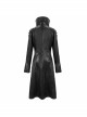 Black-Gray Dark Pattern Exaggerated Large Neckline Design  Shoulder String Decoration Long Leather Jacket