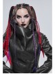 Black-Gray Dark Pattern Exaggerated Large Neckline Design  Shoulder String Decoration Long Leather Jacket