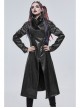 Black-Gray Dark Pattern Exaggerated Large Neckline Design  Shoulder String Decoration Long Leather Jacket