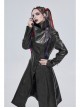 Black-Gray Dark Pattern Exaggerated Large Neckline Design  Shoulder String Decoration Long Leather Jacket