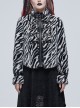 Punk Black And White Stripe Design Shiny Belt With D-Shaped Buckle Decoration Padded Jacket
