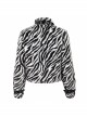 Punk Black And White Stripe Design Shiny Belt With D-Shaped Buckle Decoration Padded Jacket