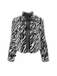 Punk Black And White Stripe Design Shiny Belt With D-Shaped Buckle Decoration Padded Jacket