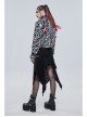 Punk Black And White Stripe Design Shiny Belt With D-Shaped Buckle Decoration Padded Jacket