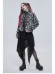 Punk Black And White Stripe Design Shiny Belt With D-Shaped Buckle Decoration Padded Jacket