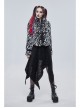 Punk Black And White Stripe Design Shiny Belt With D-Shaped Buckle Decoration Padded Jacket
