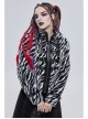 Punk Black And White Stripe Design Shiny Belt With D-Shaped Buckle Decoration Padded Jacket