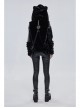 Punk Black Cuff Pleated Design Metal Five-Pointed Star Shape Belt Decoration Cat Ear Female Coat