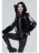 Punk Black Cuff Pleated Design Metal Five-Pointed Star Shape Belt Decoration Cat Ear Female Coat