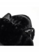 Punk Black Cuff Pleated Design Metal Five-Pointed Star Shape Belt Decoration Cat Ear Female Coat