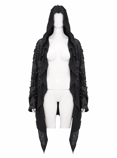 Punk Diablo Hole Design Cross Shape Stitching Transparent Mesh Metal Decoration Knitted Coat