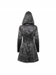 Punk Dark Pattern Pentagram Shape Design Metal D-Shaped Buckle Decoration Female Hooded Coat