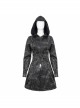 Punk Dark Pattern Pentagram Shape Design Metal D-Shaped Buckle Decoration Female Hooded Coat