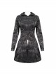 Punk Dark Pattern Pentagram Shape Design Metal D-Shaped Buckle Decoration Female Hooded Coat