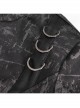 Punk Dark Pattern Pentagram Shape Design Metal D-Shaped Buckle Decoration Female Hooded Coat