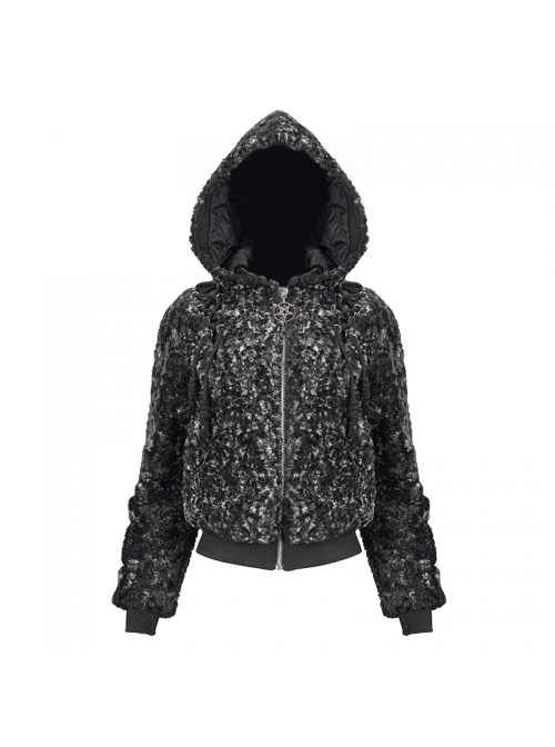 Two-Tone Woolen Grain Fleece D-Shaped Buckle With Leather Drawstring Stitching On The Shoulder Metal Five-Pointed Star Zipper Female Coat