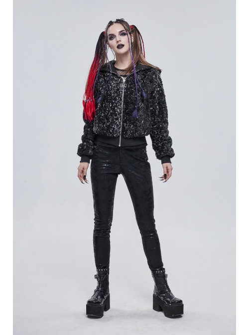Two-Tone Woolen Grain Fleece D-Shaped Buckle With Leather Drawstring Stitching On The Shoulder Metal Five-Pointed Star Zipper Female Coat
