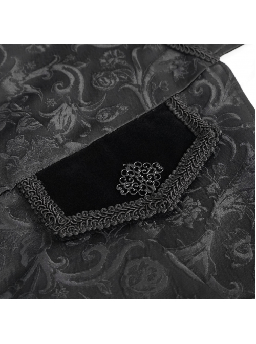 Gothic Embroidered Print Pattern Metal Pattern Buckle Decoration Trumpet Sleeve Design Tuxedo