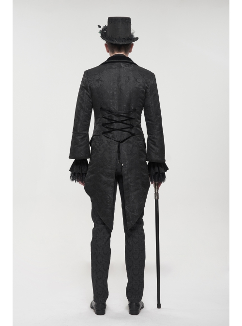 Gothic Embroidered Print Pattern Metal Pattern Buckle Decoration Trumpet Sleeve Design Tuxedo