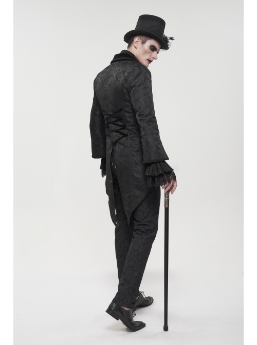 Gothic Embroidered Print Pattern Metal Pattern Buckle Decoration Trumpet Sleeve Design Tuxedo