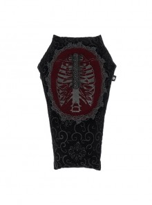 Gothic Plush Fabric Skeleton Printing Coffin Three-Dimensional Bead Decoration Pillow