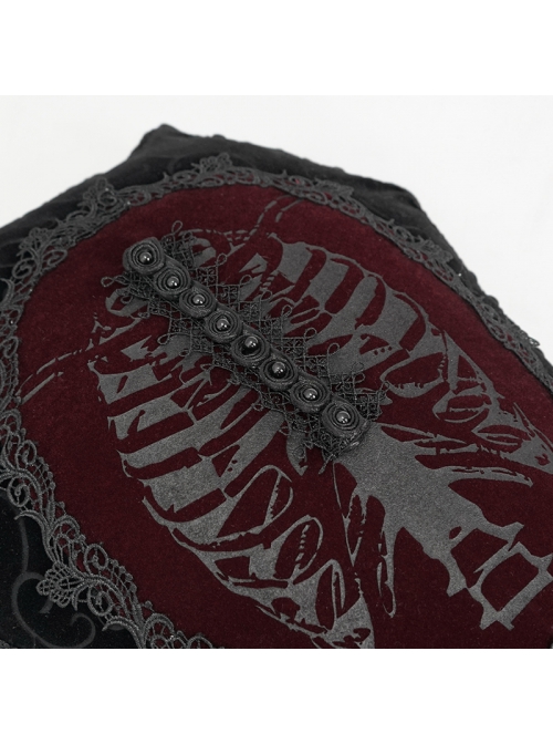 Gothic Plush Fabric Skeleton Printing Coffin Three-Dimensional Bead Decoration Pillow