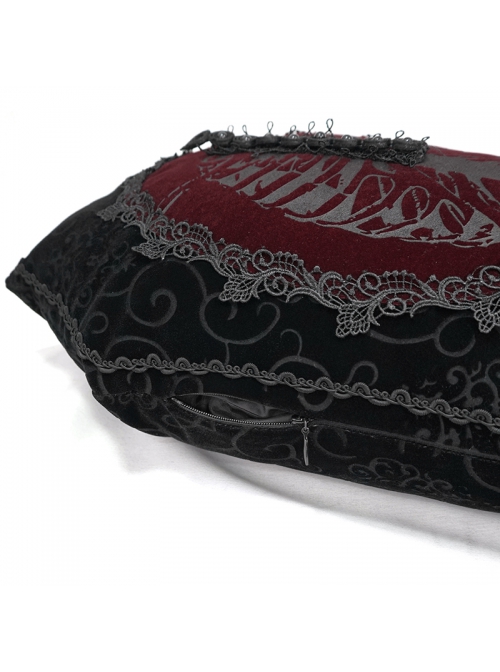 Gothic Plush Fabric Skeleton Printing Coffin Three-Dimensional Bead Decoration Pillow