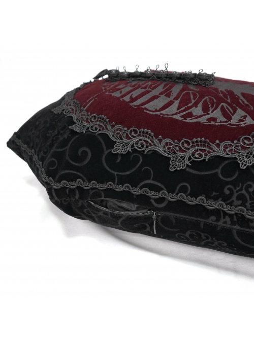 Gothic Plush Fabric Skeleton Printing Coffin Three-Dimensional Bead Decoration Pillow