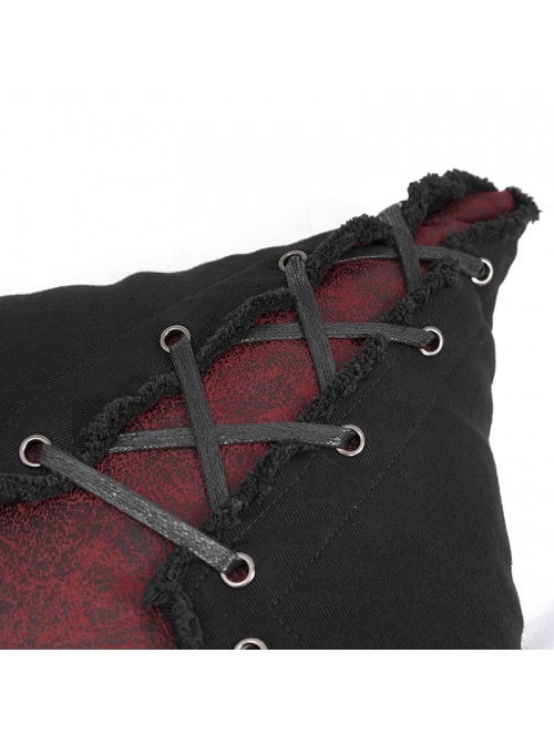 Punk Twill Imitation Leather Cross-Shaped Metal Grommets With Drawstring Design Pillow