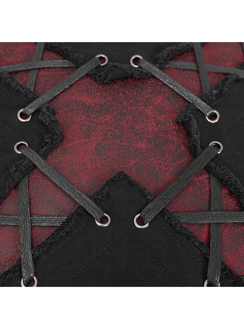 Punk Twill Imitation Leather Cross-Shaped Metal Grommets With Drawstring Design Pillow