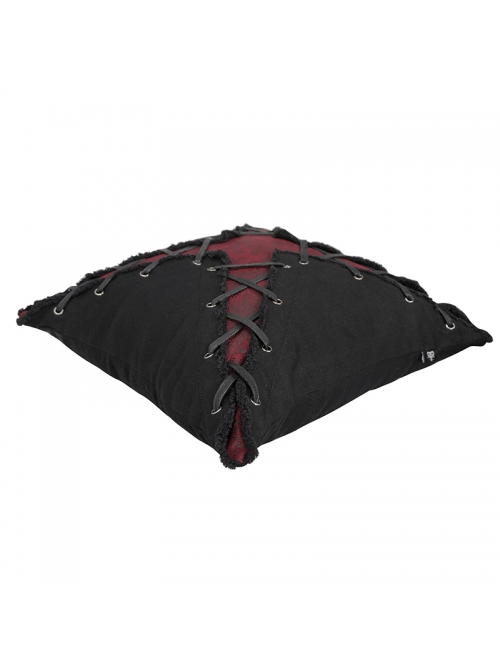 Punk Twill Imitation Leather Cross-Shaped Metal Grommets With Drawstring Design Pillow