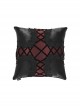 Black Gothic Shiny Woven Fabric Cross-Shaped Metal Grommets With Drawstring Design Removable Pillow