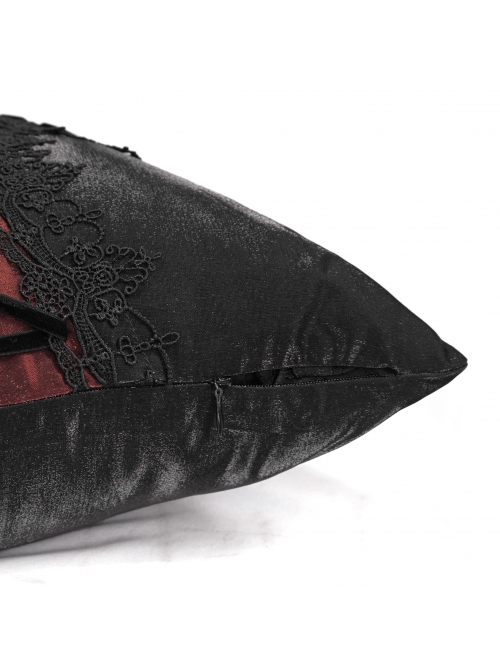 Black Gothic Shiny Woven Fabric Cross-Shaped Metal Grommets With Drawstring Design Removable Pillow