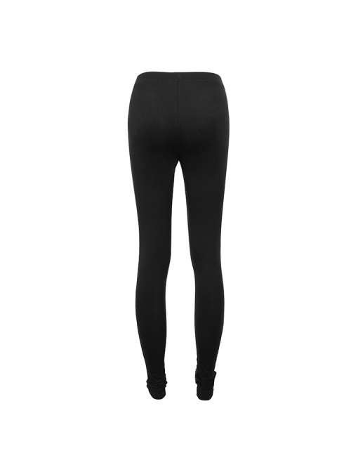 Gothic Black Stretch Knitted Fabric Spliced Mesh Devil Sheep Head Pattern Printing Leggings