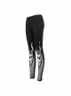 Gothic Black Stretch Knitted Fabric Spliced Mesh Devil Sheep Head Pattern Printing Leggings