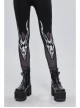 Gothic Black Stretch Knitted Fabric Spliced Mesh Devil Sheep Head Pattern Printing Leggings