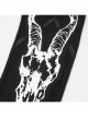 Gothic Black Stretch Knitted Fabric Spliced Mesh Devil Sheep Head Pattern Printing Leggings