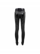 Gothic Black Hexagon Pattern Irregular Star Reflection Shiny Elasticity Leather Leggings