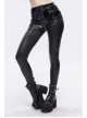 Gothic Black Hexagon Pattern Irregular Star Reflection Shiny Elasticity Leather Leggings