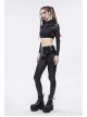 Gothic Black Hexagon Pattern Irregular Star Reflection Shiny Elasticity Leather Leggings