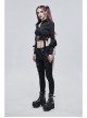 Punk Buttonhole Cuffs With Cord Design Cropped Thin Texture Long Sleeve Asymmetrical Neckline Shirt