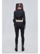 Punk Buttonhole Cuffs With Cord Design Cropped Thin Texture Long Sleeve Asymmetrical Neckline Shirt