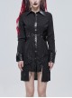 Punk Vertical Suture Texture Leather Metal Buckle Design Decoration Long Shirt