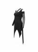 Punk Asymmetric Distressed Design Metal Ghost Hand Buttonhole Decoration Dress