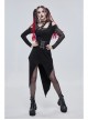 Punk Asymmetric Distressed Design Metal Ghost Hand Buttonhole Decoration Dress