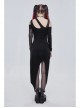 Punk Asymmetric Distressed Design Metal Ghost Hand Buttonhole Decoration Dress
