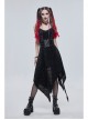 Gothic Dark Black Textured Grained Knit Irregular Hem Design Off-The-Shoulder Chain Trim Dress
