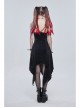 Gothic Dark Black Textured Grained Knit Irregular Hem Design Off-The-Shoulder Chain Trim Dress