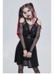 Punk Stretch Knit Patchwork Fine Mesh V Neck Cross Tie Metal Pentagram Buckle Strap Decoration Dress