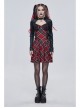 Scottish Plaid Knitted FabricWaist Side Strap Design Metal Pentagram Decoration Dress